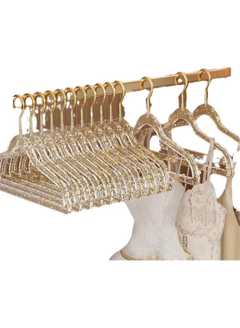 FAYET 20 Pack Clear Acrylic Hangers with Gold Glitter, Ultra-Slim Space-Saving Design, Durable Non-Slip Hangers for Coats, Pants, Shirts, Dresses, and Suits - Image 2